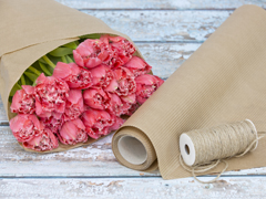 Tulips, natural paper and twine